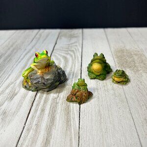 Vintage Garden Decoration Frogs Figurines Statue Resin Outdoor Decor - Set Of 3